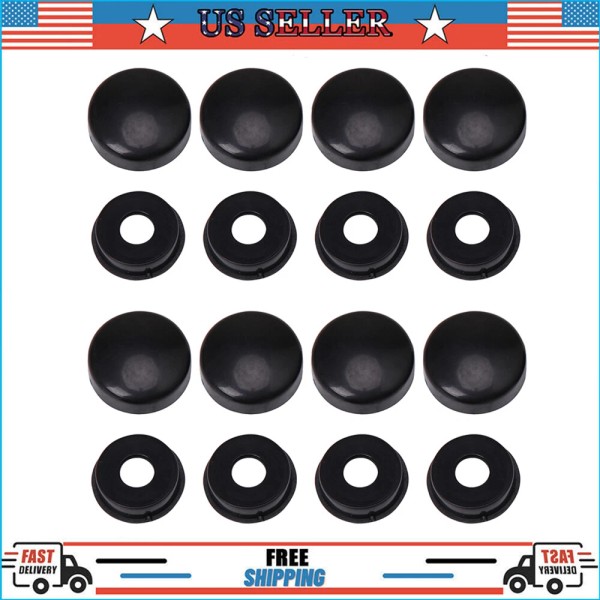 Cequent Unbranded 8 Black "Smooth" License Plate Frame Screw Caps