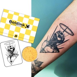 Boldink Temporary Tattoos, semi permanent tattoos, 15-day long lasting tattoo sticker, waterproof and anti-reflective, unique design（Angel Skull）
