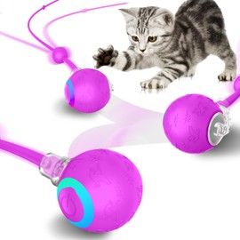hipibbo Interactive Cat Toys Ball for Indoor Cats,Automatic Kitten Toys for Bored Indoor Adult Cats,Motion Activated,USB Rechargeable(Purple)