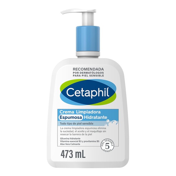 CETAPHIL Crema Limpiadora Espumosa Hidrantante, elimina la suciedad, aceite y