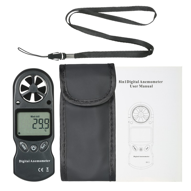 8 in 1 Handheld Digital Anemometer Wind Speed/Temperature/Humidity/Wind Chill/Heat Index/Dew
