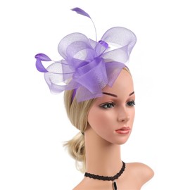 Fascinators for Women Flapper Headband for Women 20s Head Piece Roaring Hair Clip Great Gatsby Headpiece C06-Light Purple