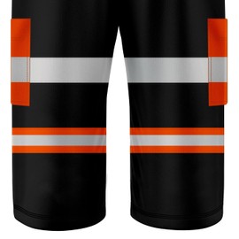 trending babz 3/4 Lenght Hi Viz High Visibility Safety Work Wear Multi Pockets 2 Tone Contrast Drawstring Reflective Tape Fleece Shorts