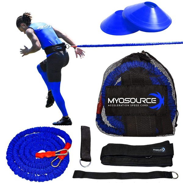 Acceleration Speed Cord Bungee Multi-Sport Resistance Training - Improve Strength, Power, Agility – 3 Belt Sizes (S, M, L) Available - Comfort, Efficiency – Kinetic Bands (Large 40+ inch Waist)