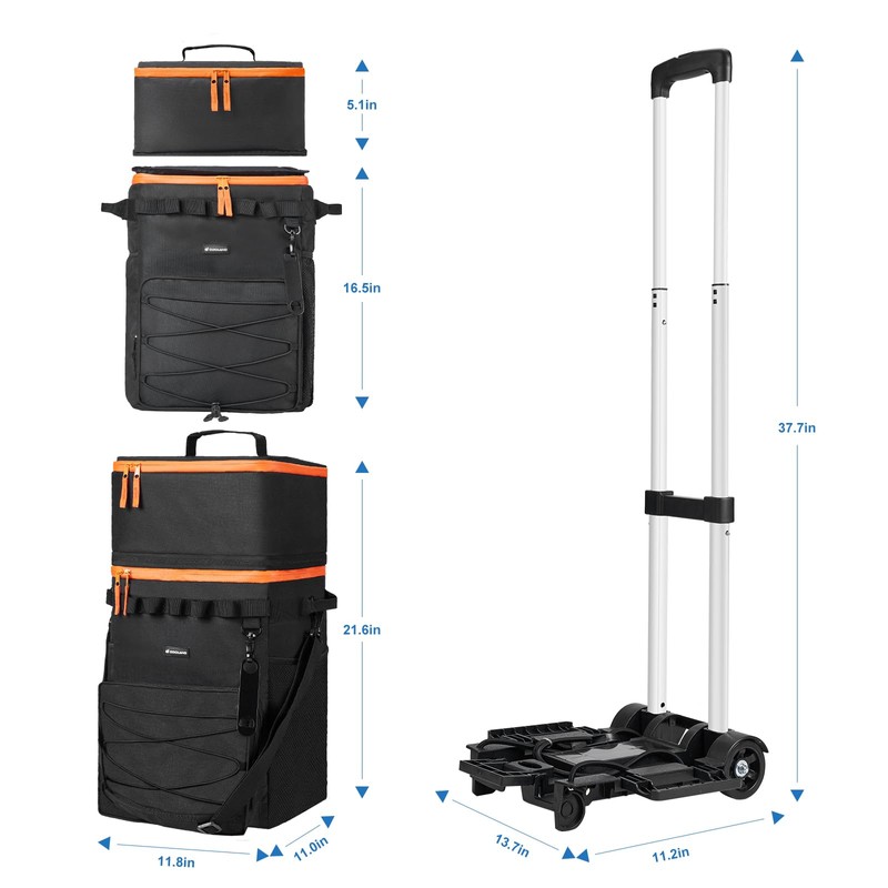 Odoland 72 Cans Soft Cooler with Wheels and Handle Collapsible