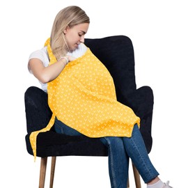 Cotton Nursing Cover – Large Breastfeeding Cover with Built-in Burp Cloth & Pocket – Soft, Breathable, Chemical-Free, 360° Coverage, Yellow Nursing Cover for Breastfeeding by San Francisco Baby