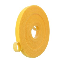 PATIKIL 0.4IN x 33FT Hook and Loop Tape, Double-Sided Nylon Strips Reusable Cable Ties Roll Multi-Purpose Cord Management Tape Wrap Fastener for Home Office, Yellow
