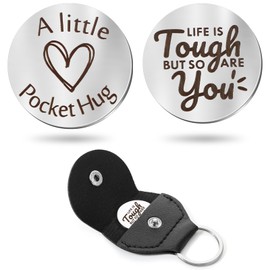Sureio Pocket Hug Token Long Distance Relationship Keepsake Stainless Steel Double Sided Inspirational Gift with Keychain