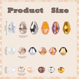 Glass Beads for Jewelry Making -800PCS Brown Crystal Beads for Bracelet Making Kit, Assorted Round Rondelle Gemstone Beads for DIY Crafts,Friendship Bracelets（Brown）