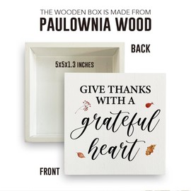 Rustic Fall Decorations Wooden Box Sign Religious Thanksgiving Decorations for Farmhouse Office Bedroom Living Room Wood Sign Decor