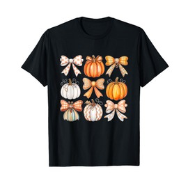 Pumpkin Bow Autumn Fall Decor Seasonal Harvest T-Shirt