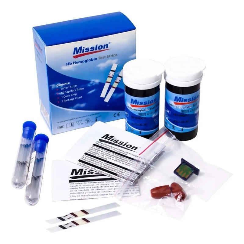 Tiras Reactivas Para Medidor De Hemoglobina Mission Hb -acon Color