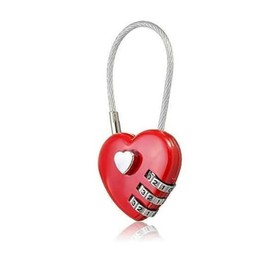 Mini Love Heart Lock,Red Heart Padlock, Mini Code Lock,Padlocks and Hasps,Bags/Suitcase/Lockers/Backpacks/Jewelry Boxes Wire Rope 3-Digit Code Combination Padlock for Travel