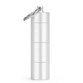 Opret Portable Waterproof Nitro Pill Case, 3 Times a Day, Forget to Drink Aluminum Alloy Key Holder with Rubber Seal, 3 Connections (Silver)