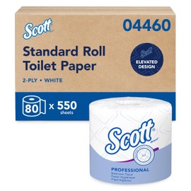 Scott Professional Standard Roll Bulk Toilet Paper (04460), 2-Ply, Elevated Design, White, Individually Wrapped (80 Rolls of 550 Sheets, 44,000 Sheet Total)