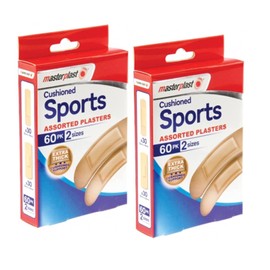 Cushioned Sports Assorted Plasters - 120 in total - Box contains 2 sizes