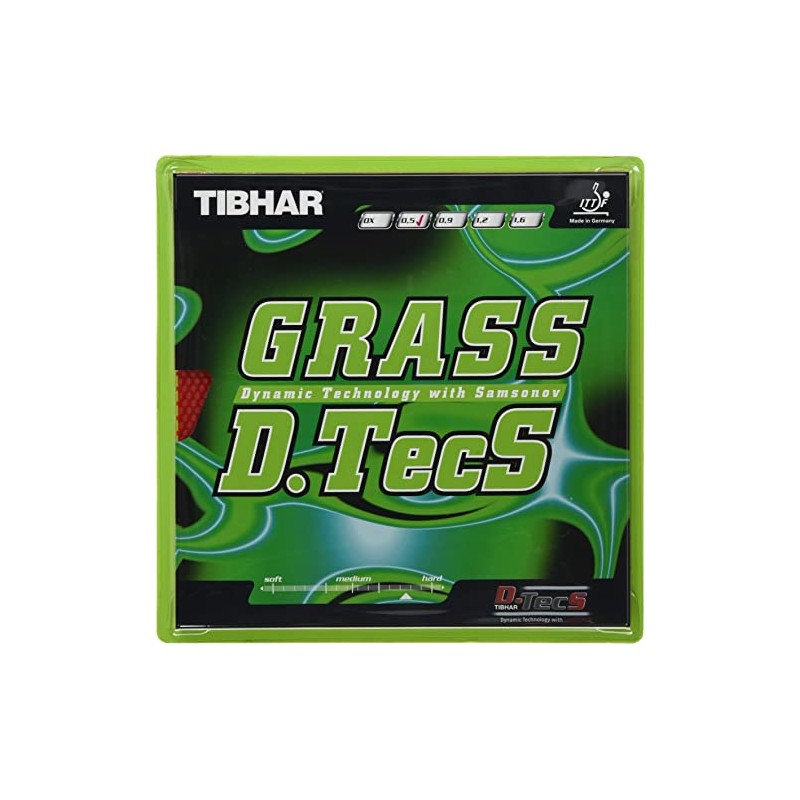 Tibhar Grass D.TecS Table Tennis Pips-Out Rubber (Red, 1.2)