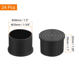 sourcing map 24Pcs Chair Leg Caps, Fit OD 35mm (1-3/8 Inch) Non-Marking PVC Chair Leg Tips Non-Slip Chair Leg Floor Protectors Round Table Covers End Caps for Furniture, Black