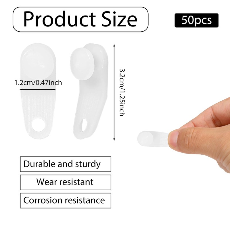 50 Pcs Plastic Curtain Hooks Curtain Roller Curtain Track Gliders