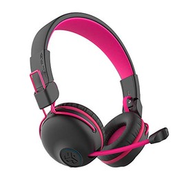 JLab JBuddies Play Gaming Auriculares inalámbricos para niños, Rosa, más de 22 Horas de reproducción Bluetooth 5, micrófono retráctil, Cable Auxiliar Compatible con Consolas de Juegos