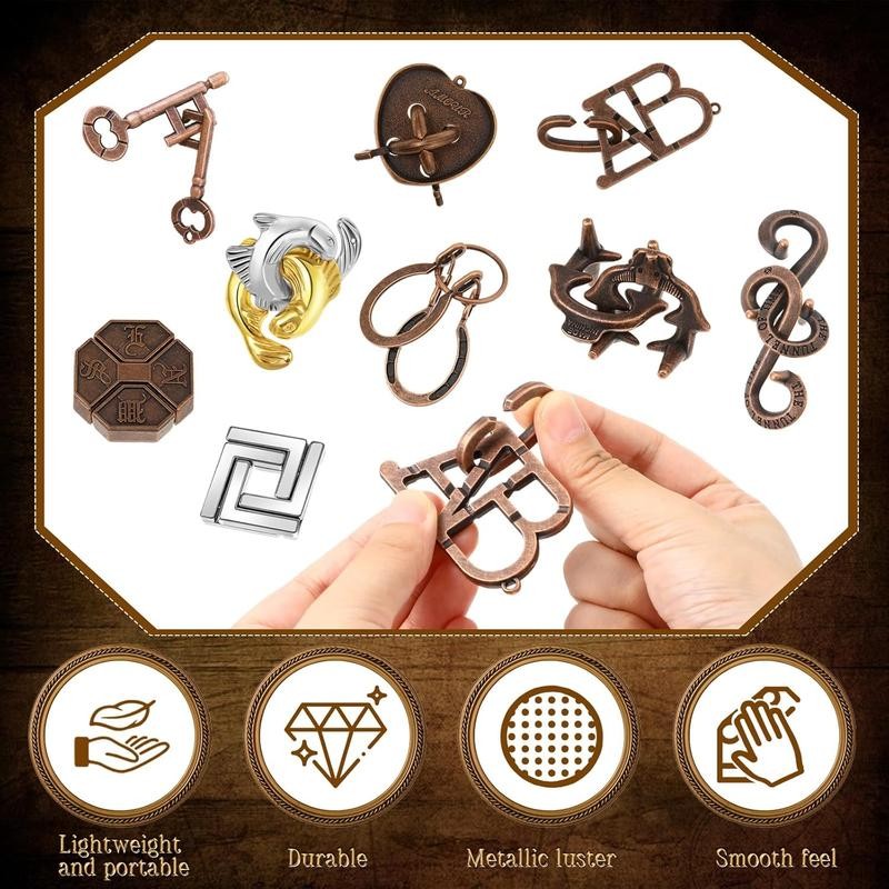 Metal Brain Teaser Puzzles 24 Pack - Assortment of Difficult