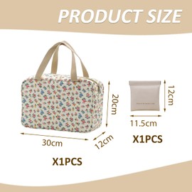 1 Storage Bag with Floral Pattern and 1 Mini Storage Bag, Waterproof Toiletry Bag, Travel Storage Bag, Large Capacity Cosmetic Bag, Assorted colours, Modern