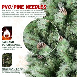 5FT Scotch Pine Christmas Tree, Premium Frosted Pre-Decorated Artificial Holiday Decor w/ 694 Branch Tips, Xmas Trees for Holiday Party Decoration