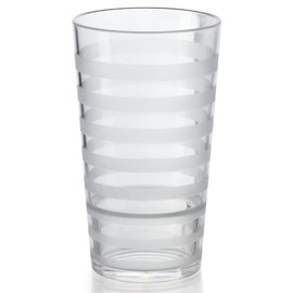 G.E.T. SW-1520-CL Orbis Shatterproof Opaque Striped Plastic Tumbler, 20 Ounce, Clear (Set of 12)