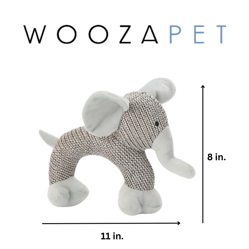 Woozapet Minimalist Squeaky Plush Interactive Dog Toy (Elephant)