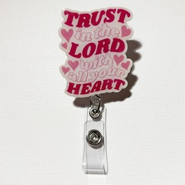 Scripture Badge Reel ‚Äì Inspirational Bible Verse ID Holder with Optional Glitter, Durable Design for ID, Keys & Cards, Ideal for Christians:_trust the Lord_no