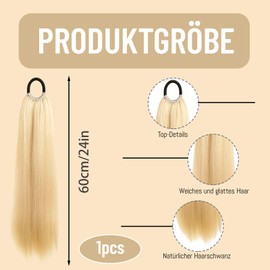 NieYat Ponytail Extension, 60 cm Long Braid, Hairpiece for Women and Girls, Ideal for Daily Use and Special Occasions, Lightweight and Natural Hairpiece Braid