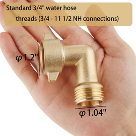 90-Degree Hose Elbow For RVs — Solid Brass Construction, Features Convenient Easy Grip Connector,For RV Water Hoses, Residential Outdoor Faucets, & More — 2-Pack