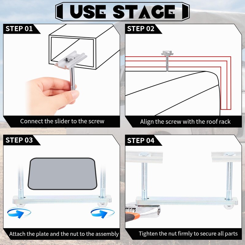 28 Pcs Rooftop Tent Mounting Hardware Set Roof Rack Brackets,