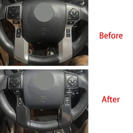 Tocatus Steering Wheel Cover Trim for 2015-2022 Toyota 4Runner Tacoma Tundra, ABS Carbon Fiber 2PCS (6 Holes)