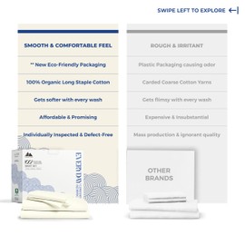 Mayfair Linen 100% Organic Cotton Percale Sheets California King Size - 4 Piece Percale Sheets California King, Percale Weave Sheets CalKing Size, Soft & Crisp, Cooling Sheets, 16" Deep Pocket - Ivory