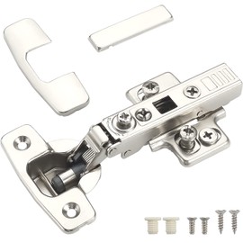 Furniware 6 Pieces Cabinet Hinges with Soft Close Cabinet Hinge 4D Adjustment (Depth, Side, Height and Closing Speed) Full Overlay Hinges for Furniture Kitchen Cabinet