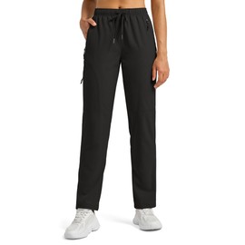 Willit Women's Hiking Pants Quick Dry Cargo Pants Lightweight Water Resistant Travel Golf Pockets Black XL