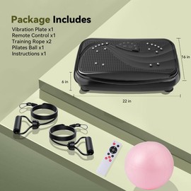Vibration Plate w/Pilates Ball,Resistance Bands, Black Vibrationmachines,Lymphatic Drainage Machine,Whole body Workout Platform for Fitness,Body Massager - Color: Black