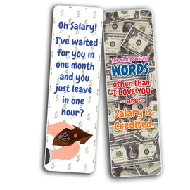 Creanoso Funny Salary Quotes Bookmarks (30-Pack) – Daily Inspirational Card Set – Interesting Book Page Clippers – Great Gifts for Adults and Professionals