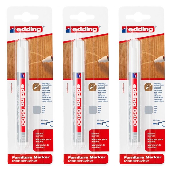 EDDING Pack of 3 Grey Round Furniture Markers 1.5-2mm 8900