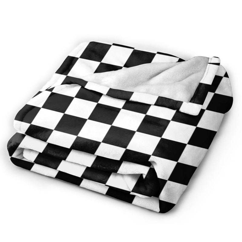 HGOD DESIGNS Checkerboard Blanket Geometric Checkered Plaid Pattern Black and