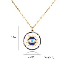 cmoonry Evil Eye Necklace 14K Gold Plated 17.7+2" O Chain Necklace Lucky Blue Eye Gift (20886)