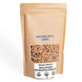 Brooklyn's Own Organic Granola Maple Cinnamon & Chocolate With Walnut Breakfast Cereal - Gluten-Free Healthy Snacks - 12 Ounce Resealable Eco-Friendly Pack