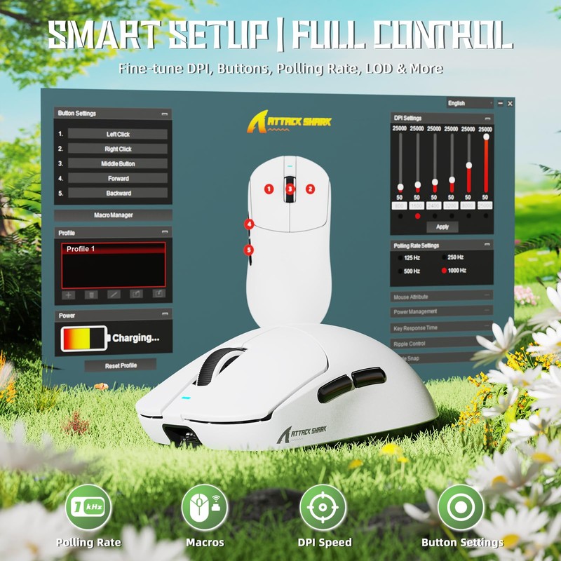 ATTACK SHARK X8 SE Wireless Gaming Mouse,55g Ultra-Lightweight Wired/BT/2.4GHz Wirelss