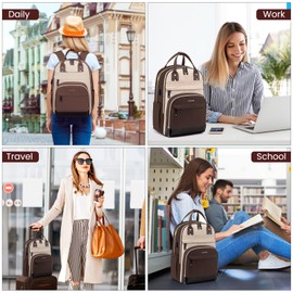 LOVEVOOK Backpack for Women,Laptop Backpack Women,Fits 17 Inch Laptop Bag,School Backpacks,Fashion Travel Work Anti-theft Bag,Waterproof Business Computer College Backpack Purse,Brown-Apricot
