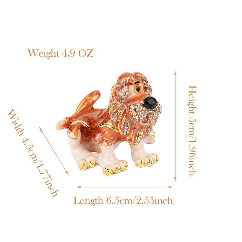 Janshe Cul Cute Lion Trinket Boxes Hinged Hand-Painted Jewelry Box