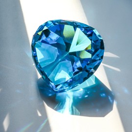 SWTHONY 60mm Crystal Diamond Paperweight Heart Shaped Glass Gems Big Fake Diamonds for Women Desk Nail Background for Pictures Wedding Centerpiece Lake Blue