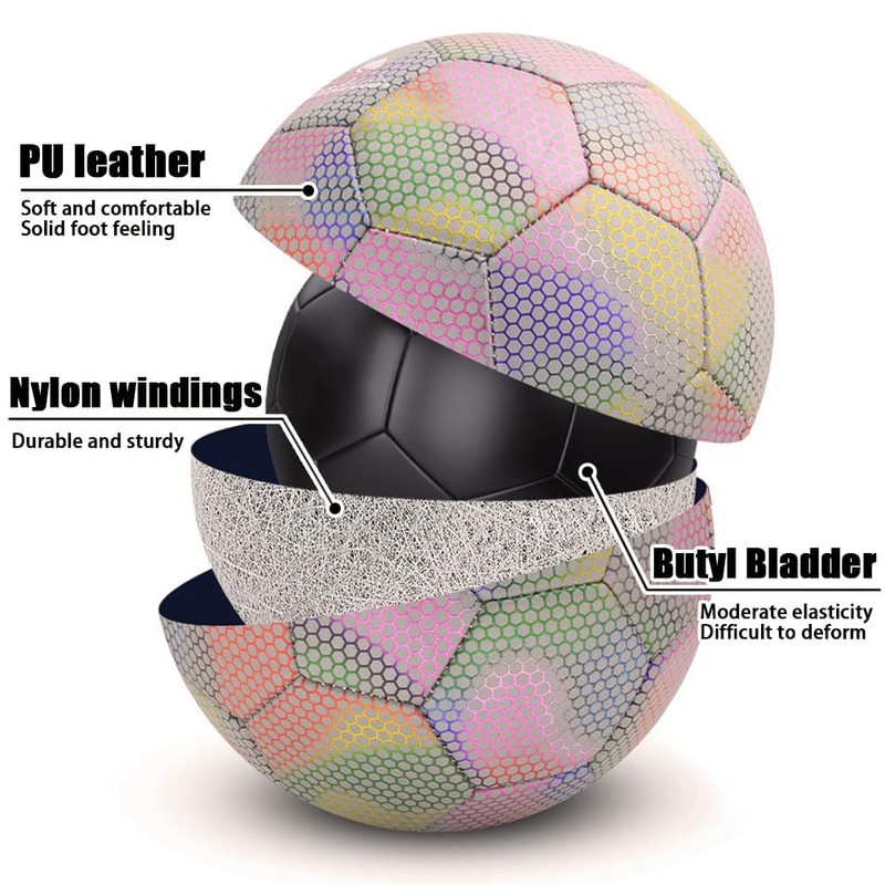 Fantecia Reflective Football with Pump, Shiny Size 5 Ball for