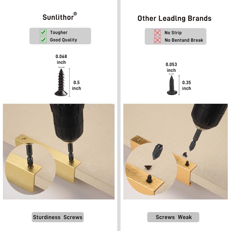 Sunlithor Edge Finger Tabs Pulls for Cabinet Kitchen Hardware Drawer