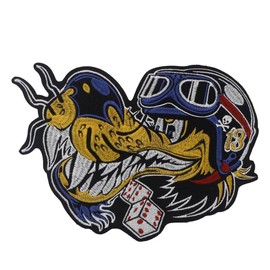 1 juego de parches bordados de lobo para planchar, insignias para motocicleta, cráneo para chamarra, parches traseros de motociclistas (C)